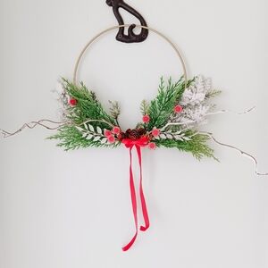 Wreath Flippers Handcrafted 10" Minimalist Winter Gold Hoop Wreath